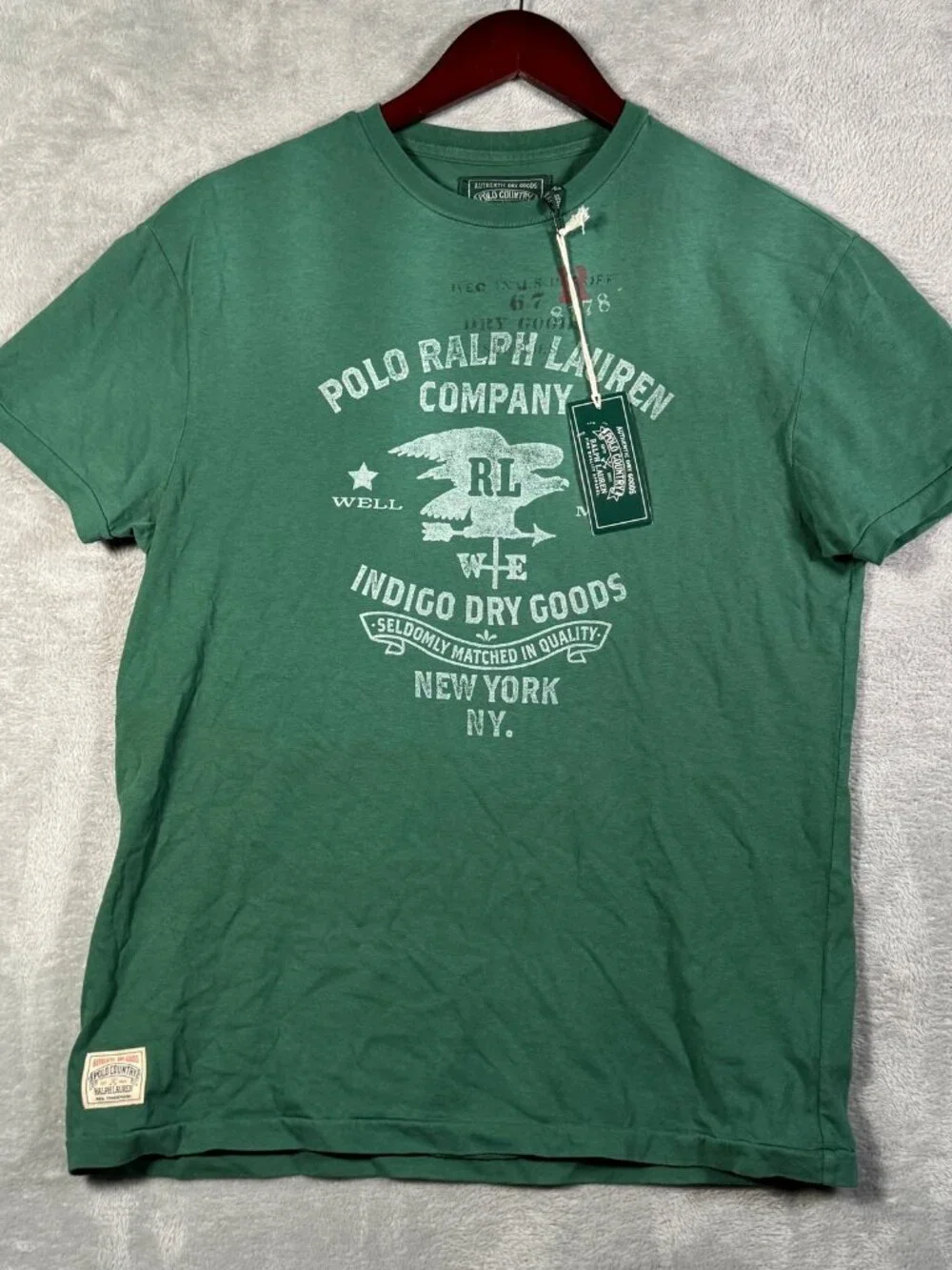 Polo Ralph Lauren T-Shirt Mens S Green Country Indigo Dry Goods Graphic $70